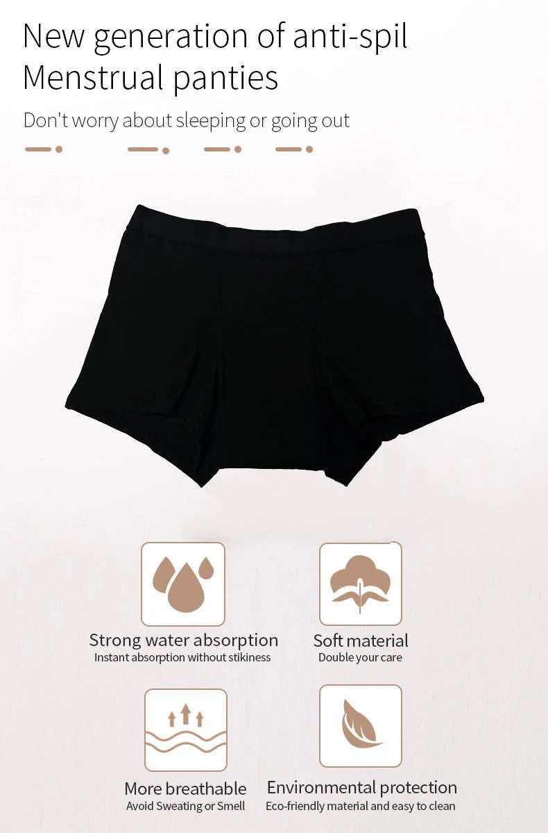 Womens Cotton Menstrual Underwear Leak Proof Period Panties